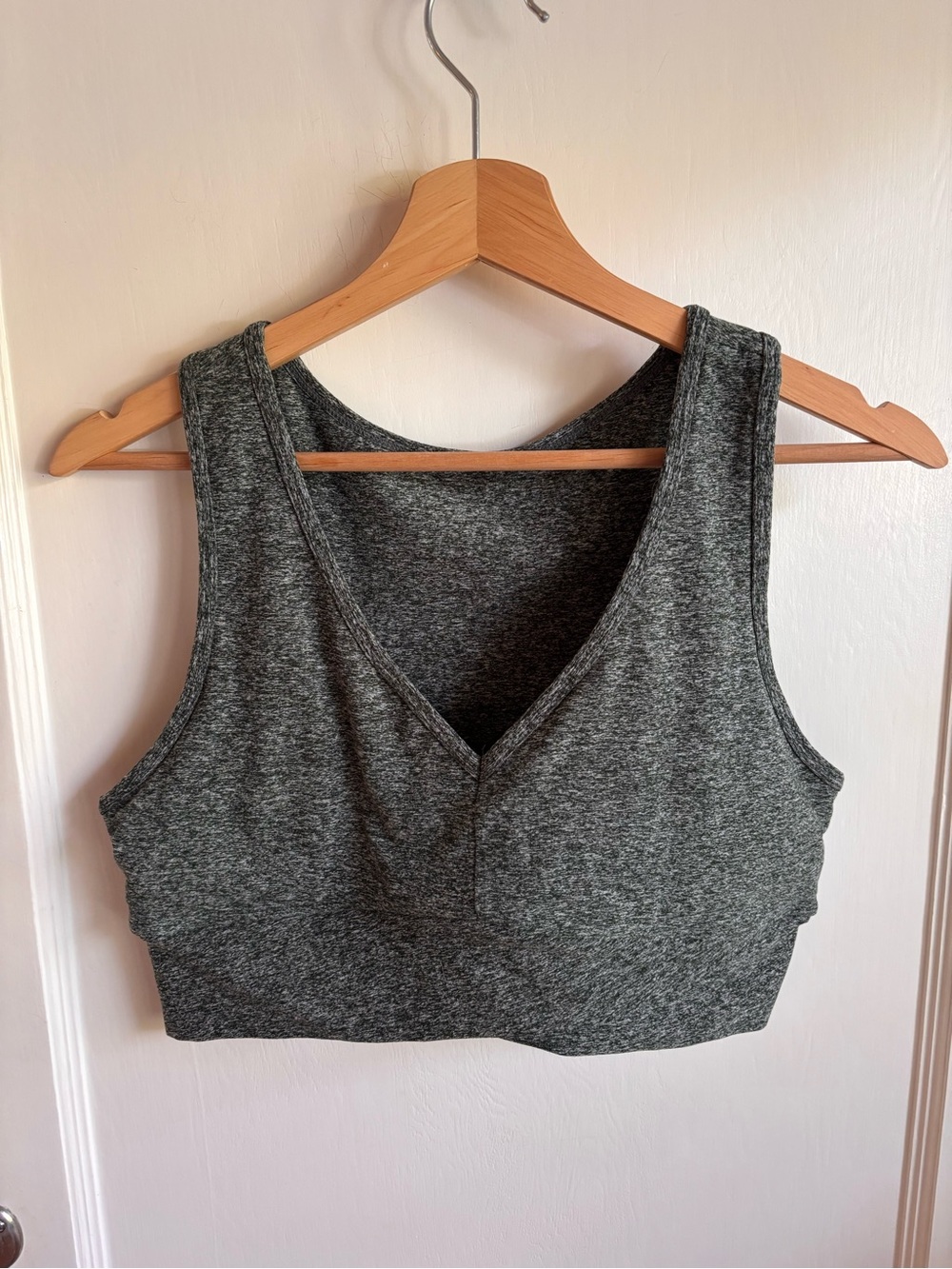 Zella Dark Heather Green V-Neck Crop Sports Tank